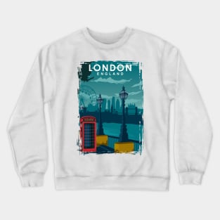 London Travel Poster with the skyline and more Crewneck Sweatshirt